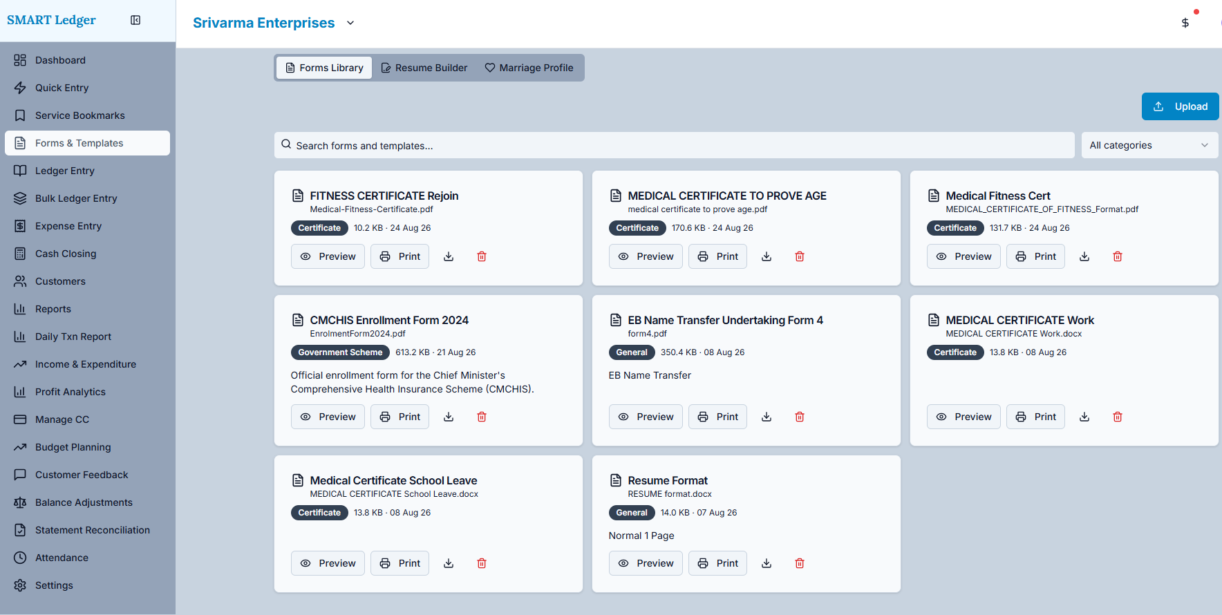 Smart Ledger Forms & Templates