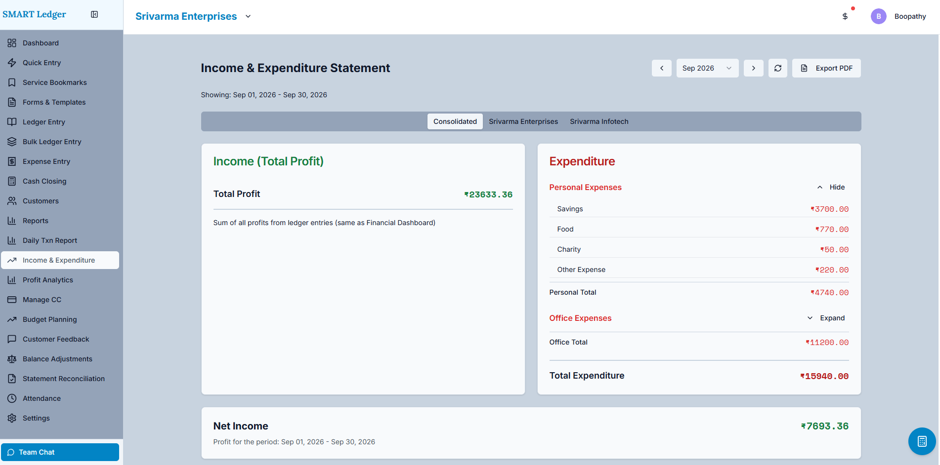Smart Ledger Income & Expenditure