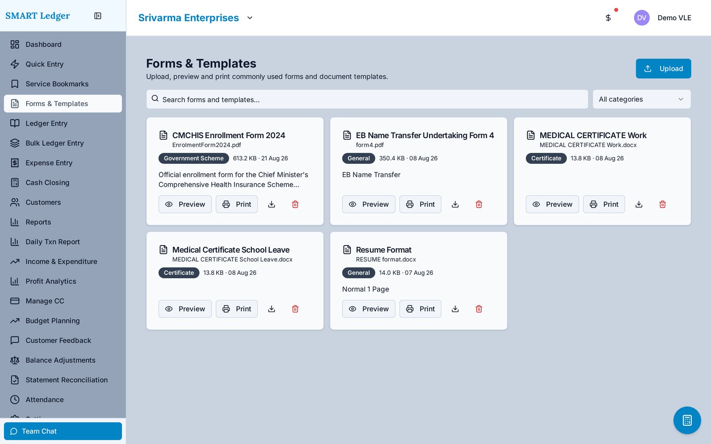 Smart Ledger Forms & Templates
